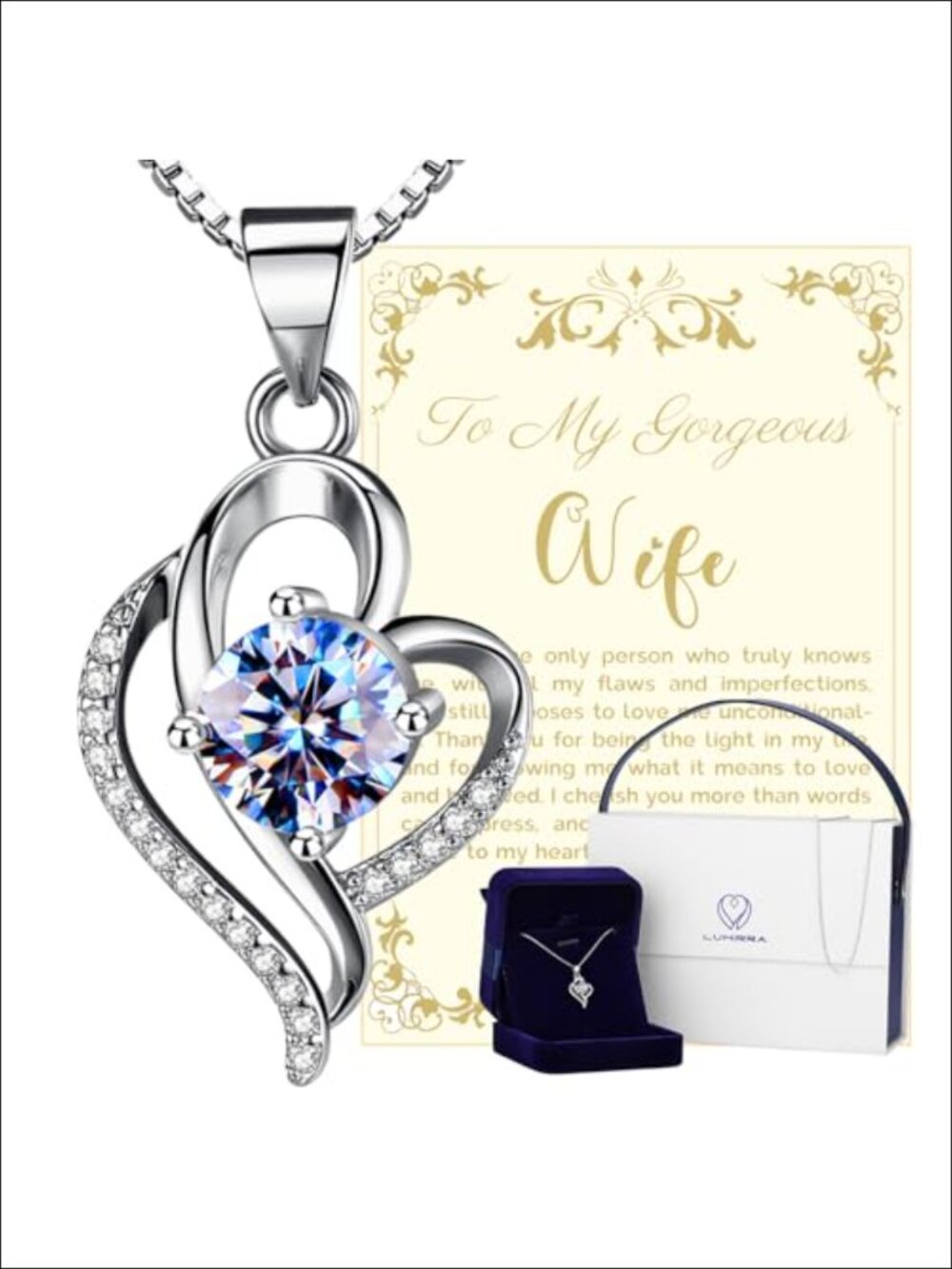 1 Carat Moissanite Pendant Necklace in 925 Sterling Silver with 2 Chains - Gift
